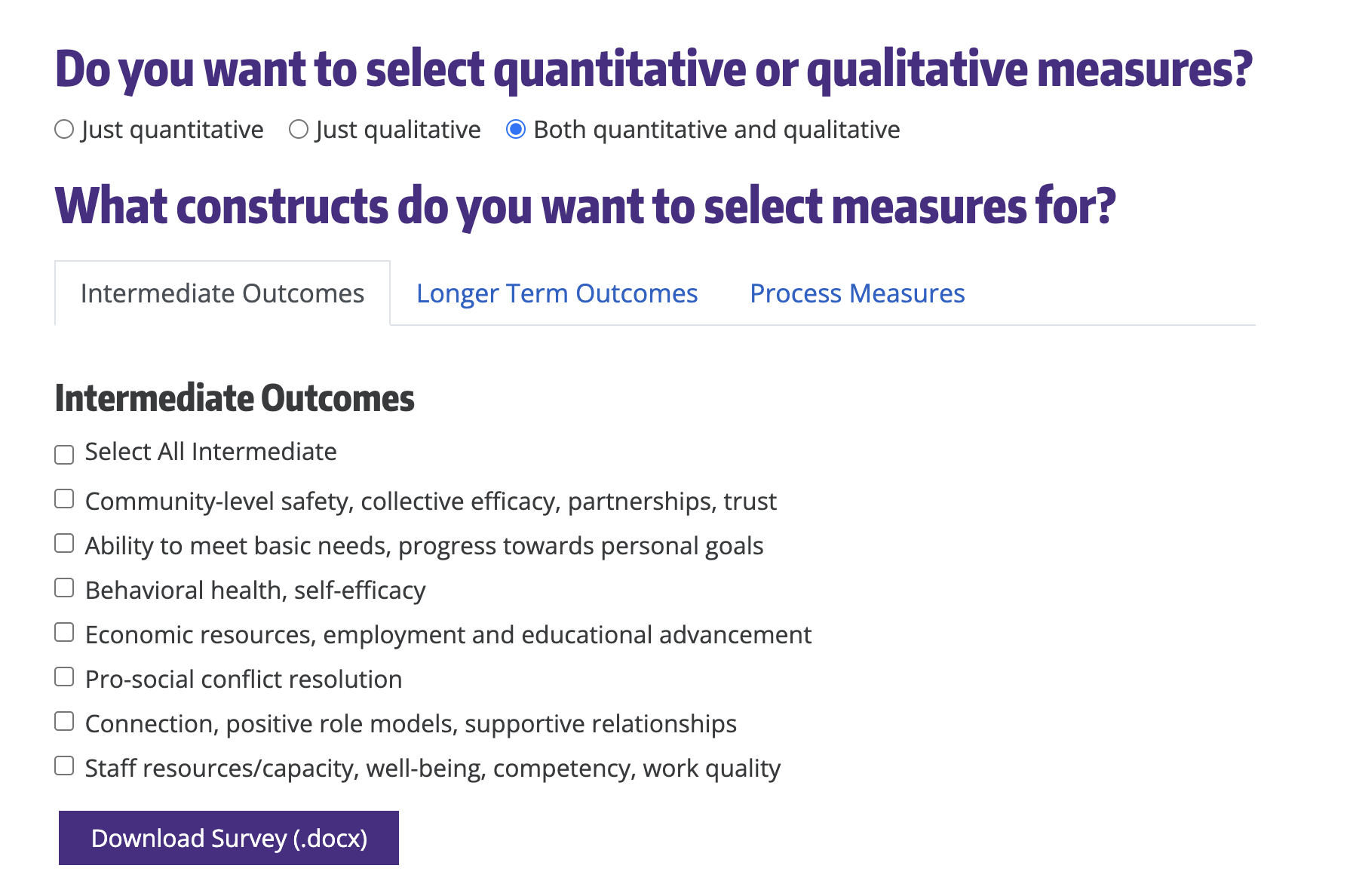 Screenshot of the online toolkit